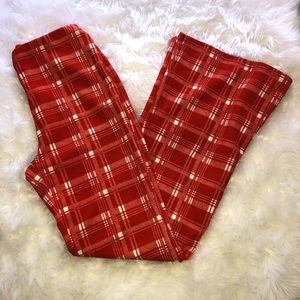 Forever 21 Orange Plaid Flare Leggings Size L